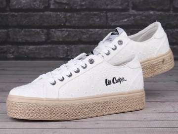 Buty, trampki damskie Lee Cooper WHITE FLOWERS