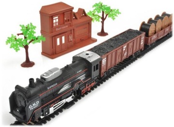 Realistyczna Kolejka Rail King - Parowóz + 3 Wagony - ORYGINAŁ !