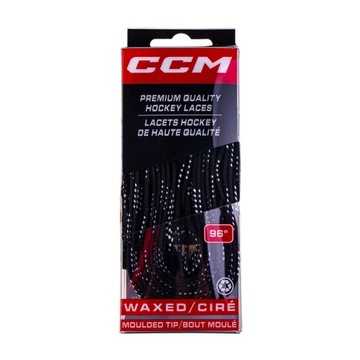 SZNURÓWKI WOSKOWANE HOKEJOWE DO ŁYŻEW CCM HOCKEY WAX LACES CZARNE 274cm