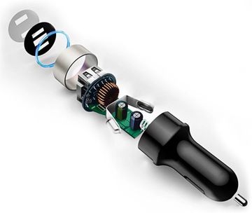 SZYBKA ŁADOWARKA SAMOCHODOWA USB 3.1 QUICK CHARGE Z WOLTOMIERZEM