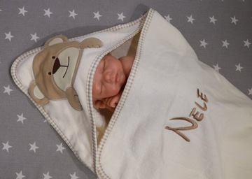 Чехол Мишка Бежевый 75х75 см ХЛОПОК + имя ВЫШИВКА