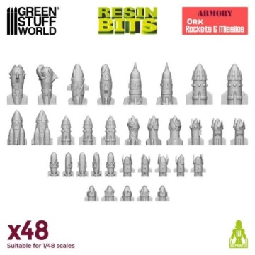 3D Printed Set - Ork Rockets and Missiles 48 szt.