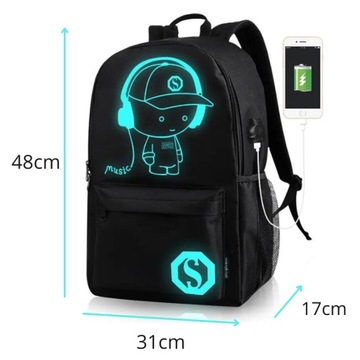 РЮКЗАК МОЛОДЕЖНО-ШКОЛЬНЫЙ, СВЕТЯЩИЙСЯ, ОТРАЖАЮЩИЙ, USB