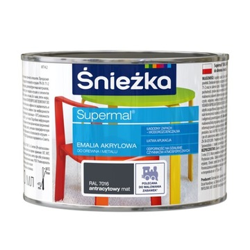 ŚNIEŻKA SUPERMAL EMALIA AKRYLOWA ANTRACYTOWY MAT 0,4