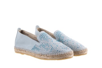 Espadryle Bayla-115 107601 Niebieskie Półbuty Letnie Skóra Naturalna r.36