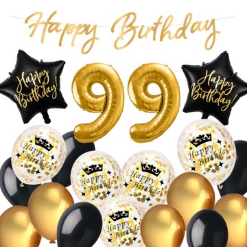 Balony na DOWOLNE 1-99 Urodziny cyfra Czarne Złote