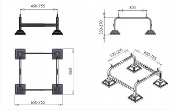 РЕГУЛИРУЕМОЕ ОСНОВАНИЕ ДЛЯ ТЕПЛОВОГО НАСОСА 360 кг РАМА ПОДСТАВКА ДЛЯ НОЖ FF-755