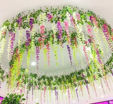 Girlanda Glicynia Pnącze Zwisy Kwiatowe XXL Wisteria fiolet 110 cm 12 sztuk
