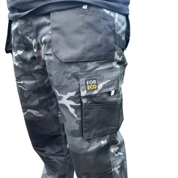 SPODNIE Robocze Wzmacniane Wygodne FORECO Camo r. 54