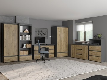 Meble młodzieżowe dziecięce biurko szafa NEO 04 KOLOR ANTRACYT- DĄB CRAFT
