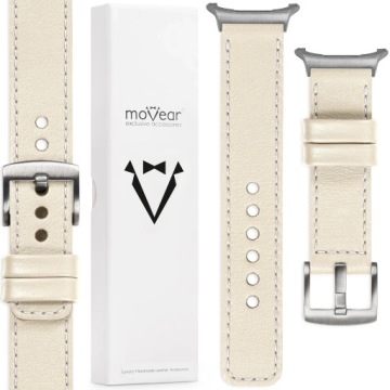 Pásek pro Samsung Galaxy Watch Ultra 22 mm béžový prémiový kožený Movear