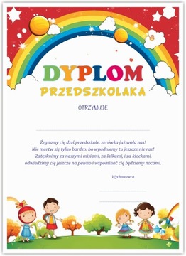 Dyplom przedszkolaka - zakończenie roku szkolnego