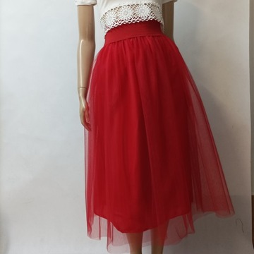 ЖЕНСКАЯ ЮБКА ИЗ ТЮЛЯ, ЧЕРНАЯ, РАЗМЕР 3/4. XL