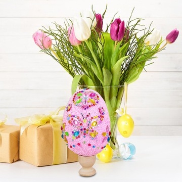 Pisanki DIY Kolorowanki Jajka Ręcznie Robione Dekoracyjne Kolorowe Wielkanocne Różowe