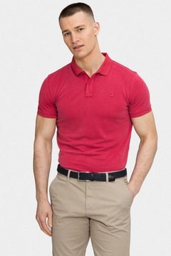 Czerwona gładka koszulka polo męska dopasowany krój rozmiar XXXL