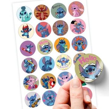 MARKOWE NAKLEJKI STITCH SUPER JAKOŚĆ 24SZT