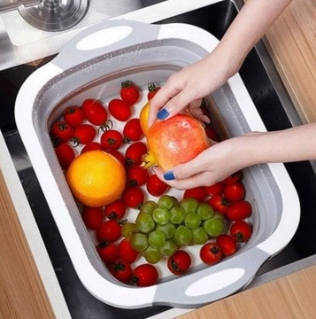 СКЛАДНАЯ СИЛИКОНОВАЯ ЧАША РАЗДЕЛОЧНАЯ ДОСКА ПОРТАТИВНАЯ КАПЕЛЬНИЦА СЛИВ 3-в-1