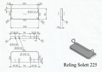 Перила Solett L225 мм ХРОМ