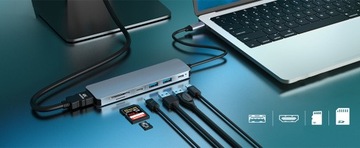 ДОК-СТАНЦИЯ HUB 7IN1 TYPE C ДЛЯ HDMI SD TF КАРТРИДЕР 100 Вт ДЛЯ НОУТБУКА