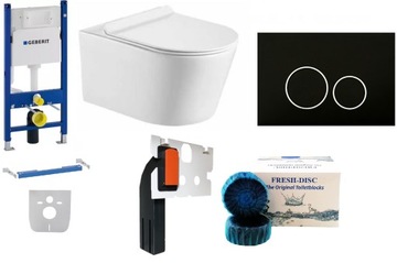ZESTAW Stelaż WC GEBERIT + przycisk czarny mat+ miska WC + deska W/O+ FRESH