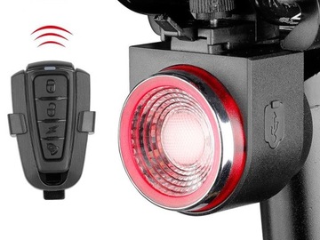 Lampa tylna z alarmem A8 z pilotem bezprzewodowym czarna