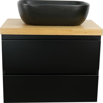 МАТОВЫЙ ЧЕРНЫЙ ШКАФ ДЛЯ ВАННОЙ С ДУБОВОЙ СТОЛЕШНИЦЕЙ 50 СМ