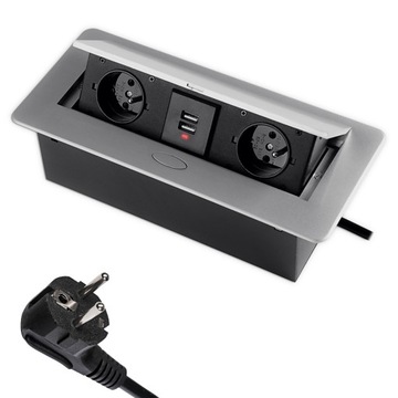 Gniazdo Blatowe Meblowe do Biurka z Ładowarką USB Spacetronik SPS-D24S