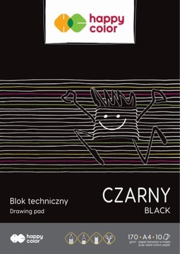 BLOK TECHNICZNY A4 170g 10k Happy Color CZARNY