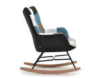 ВЫСОКОЕ КРЕСЛО-КАЧАЛКА НА ПОЛОЗКАХ SIBIL Patchwork 4 ЧЕРНЫЙ СИНИЙ СЕРЫЙ БУК