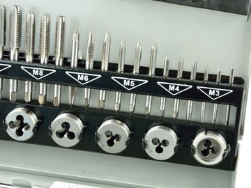 НАБОР МАТРИЦ И НАРЕЗНОЙ РЕЗЬБЫ 32 шт. КАЛИБРОВОЧНЫЕ МАТЕРИ M3-M12 32 ШТ.