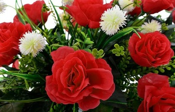 ЦЕНТР КОМПОЗИЦИИ ДЛЯ КЛАДБИЩА ВАЗА ВСТАВКА ИСКУССТВЕННЫЕ ЦВЕТЫ ЦВЕТОЧНЫЙ ГОРШОК РОЗЫ