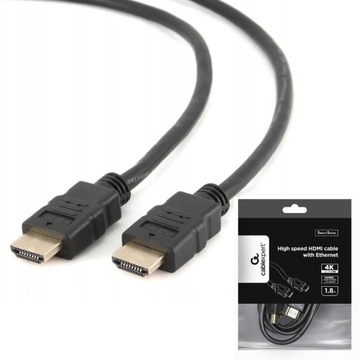 KABEL HDMI - HDMI PRZEWÓD PRZYŁĄCZE ETHERNET 4K 60Hz UHD 3D CZARNY 1,8m