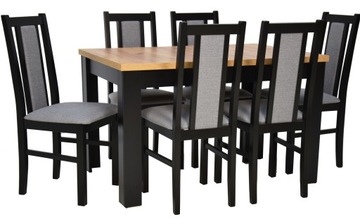 Rozkładany stół 80x140/180 blat CRAFT i 6 krzeseł