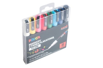 Marker Posca Zestaw Posca PC-3M 8 szt w ETUI pisaki mazaki do szkła plasti
