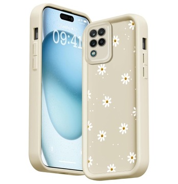 ETUI DO SAMSUNG A12 / M12 SILIKON SOFT MATT OCHRONA Stokrotki CASE + SZKŁO
