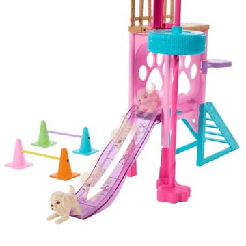 BARBIE ZESTAW LALKA PLAC ZABAW PIESKÓW+STACIE HRM10