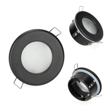 Герметичный галогенный люверс для потолка матовый черный IP44