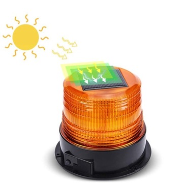 SŁONECZNA LAMPA OSTRZEGAWCZA BŁYSKOWA KOGUT MAGNES 12V 24V