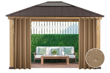 ZASŁONA WODOODPORNA 155x260 NA TARAS OGRODOWA BEŻOWA