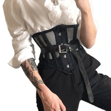 Czarny VINTAGE gorset modelujący METALOWE FISZBINY