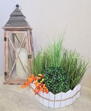 ЦВЕТОЧНЫЙ ГОРШОК БЕЛЫЙ ДЕРЕВЯННЫЙ КОРПУС С БОЛЬШИМ ПОДНОСОМ