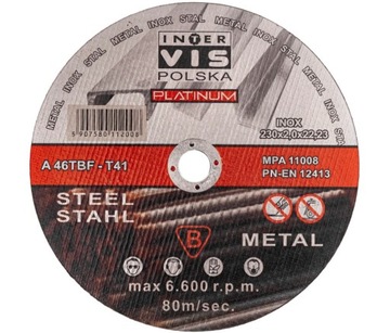 10 ДИСКОВ ДЛЯ РЕЗКИ МЕТАЛЛА 230 мм 2,0 мм 22,23 мм INTER VIS POLSKA