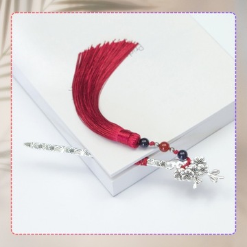 Антикварная закладка, меч, цветы, школьный кулон с кисточкой.