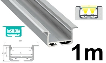 Profil LED Insileda srebrny 1m na dwie taśma LED
