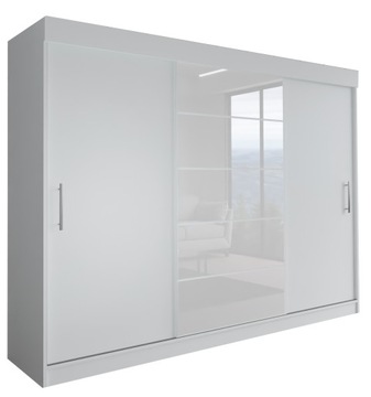 SZAFA MILAN - 3D 210 CM - BIAŁA (1x lacobel biały ) - garderoba z uchwytem