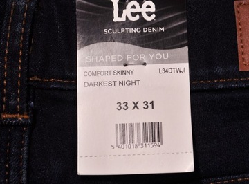 LEE spodnie HIGH WAIST navy jeans COMFORT SKINNY _ W33 L31