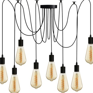 Lampa wisząca sufitowa PAJĄK 8 ramiona do LED + 8x Żarówki E27 Ozdobne LOFT