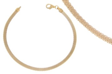WŁOSKA SREBRNA BRANSOLETKA MESH 18CM POZŁOCONA