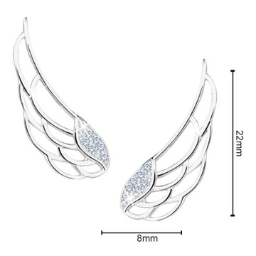 KOLCZYKI SREBRNE NAUSZNICE SKRZYDŁA RODOWANE, kolczyki SREBRO PRÓBA 925