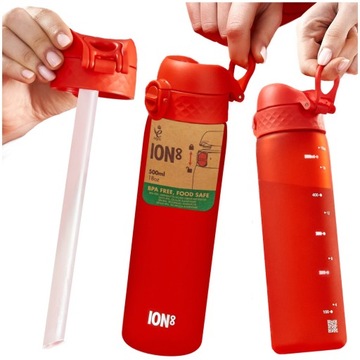 ION8 Butelka Bidon dla dziecka na wodę ZE SŁOMKĄ ustnikiem BPA Free 500ml
